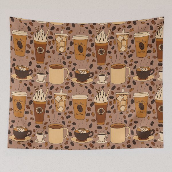 Item preview, Different Kinds of Coffee Seamless Pattern - Warm Brown Palette & Amber Wood designed and sold by EcoElsa.