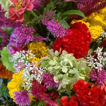 Artwork thumbnail, Floral Bouquet-Aster-Cock's Comb-Zinnia by Matlgirl
