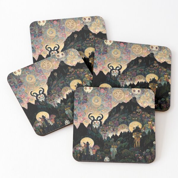 Item preview, Abstract Gothic Colorful landscape with Horned creature on Mountain designed and sold by MysticAlgorithm.