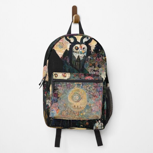 Item preview, Abstract Gothic Colorful landscape with Horned creature on Mountain designed and sold by MysticAlgorithm.