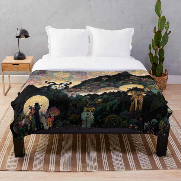 Item preview, Abstract Gothic Colorful landscape with Horned creature on Mountain designed and sold by MysticAlgorithm.