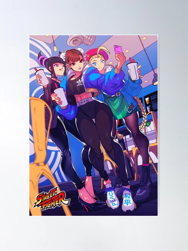 Chun Li Modeling with Street Fighter Logo Poster for Sale by  HisAndHerShirts