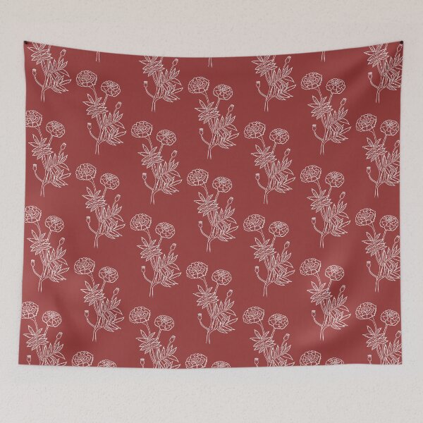 Item preview, October Birth Flower White Line Marigold Flower Drawing designed and sold by Digi Artworks Store.