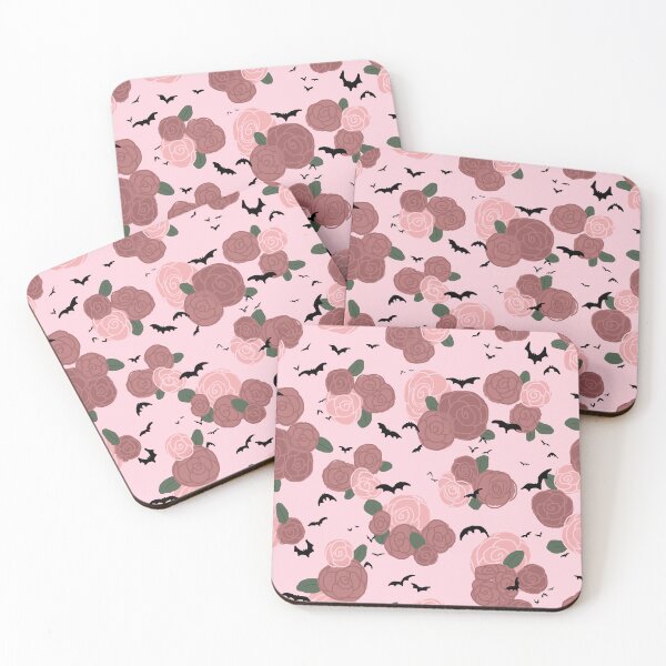 Item preview, Bats on Pink with Rose Flowers designed and sold by TooCoolUnicorn.