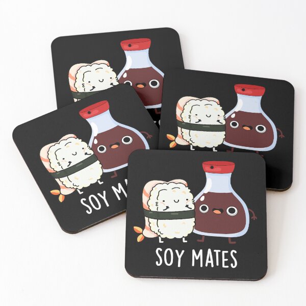 Item preview, Soy Mates Funny Soy Sauce Puns (Dark BG) designed and sold by punnybone.