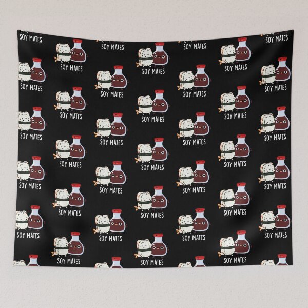 Item preview, Soy Mates Funny Soy Sauce Puns (Dark BG) designed and sold by punnybone.