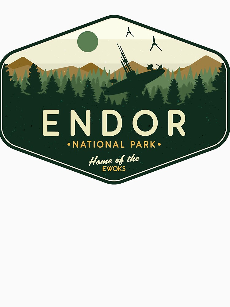 Imagen 3 de 3, Camiseta ¾ estilo béisbol con la obra Parque Nacional Endor Hogar de los Ewoks Camiseta clásica, diseñada y vendida por BryceDemon1.