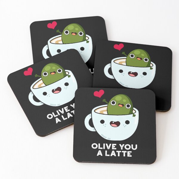 Item preview, Olive You A Latte Funny Food Puns (Dark BG) designed and sold by punnybone.