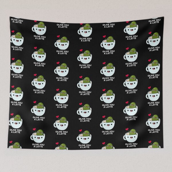 Item preview, Olive You A Latte Funny Food Puns (Dark BG) designed and sold by punnybone.