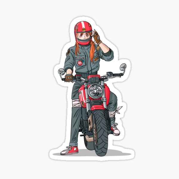 Anime Girl Biker Stickers for Sale | Redbubble