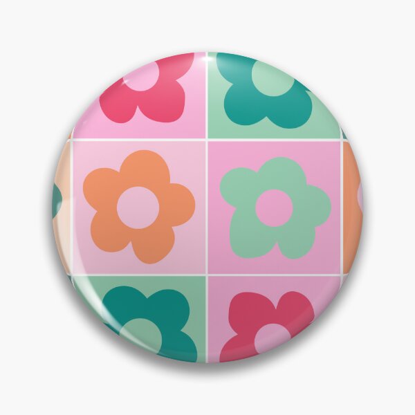 Item preview, 1970s Retro floral vibrant colorblock pattern designed and sold by SpringandHoney.