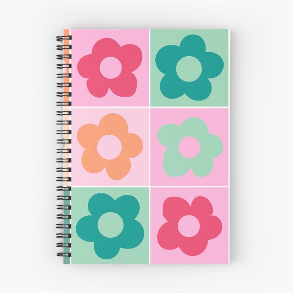 Item preview, 1970s Retro floral vibrant colorblock pattern designed and sold by SpringandHoney.