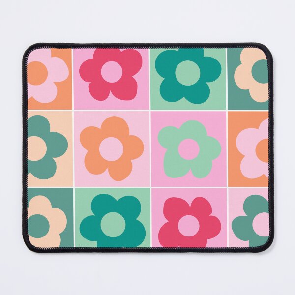 Item preview, 1970s Retro floral vibrant colorblock pattern designed and sold by SpringandHoney.
