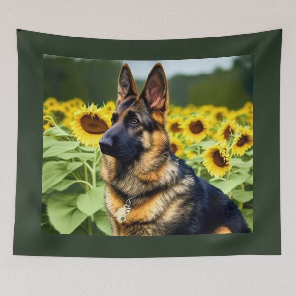 Item preview, German Shepherd in Sunflowers designed and sold by Ashley Gagnon.