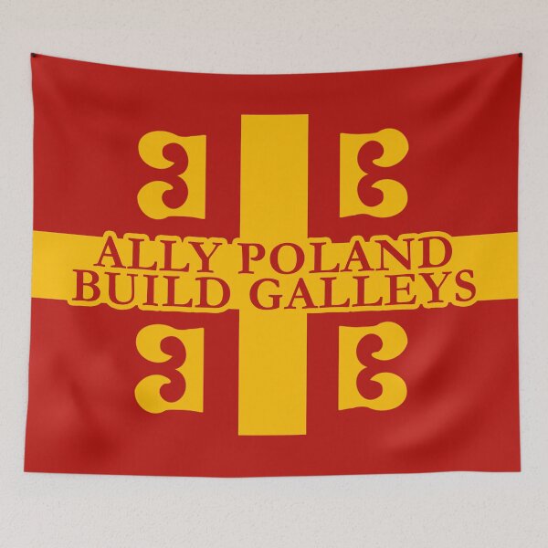Item preview, "Ally Poland build galleys" over the Byzantine flag designed and sold by Vela Barrera.