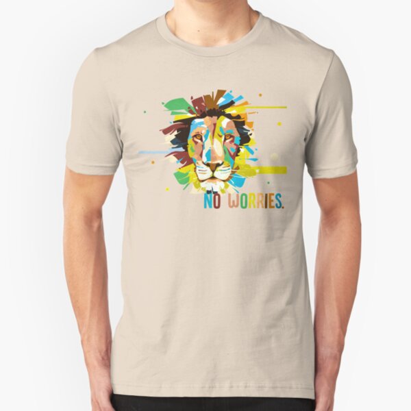 Colorful Lion Head - No Worries Slim Fit T-Shirt