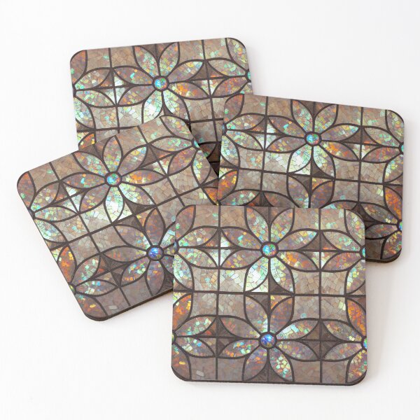 Item preview, Mother of Pearl and Fire Opal Flowers - Mosaic designed and sold by JediNeil.