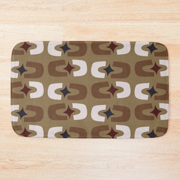 Item preview, Retro Core Geometric Rectangles And Cosmic Sparkle Stars Mod Pattern Olive Brown designed and sold by scorpiolane.