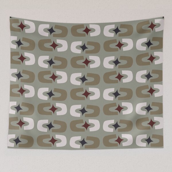 Item preview, Retro Core Geometric Rectangles And Cosmic Sparkle Stars Mod Pattern Sage Green designed and sold by scorpiolane.