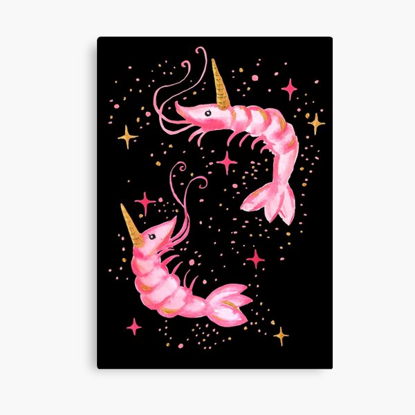 Uni-Prawn In Space | Black Canvas Print