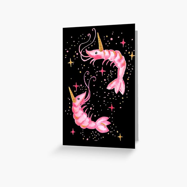 Uni-Prawn In Space - Black Greeting Card