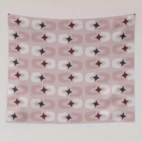 Item preview, Retro Core Geometric Rectangles And Cosmic Sparkle Stars Mod Pattern Gray Pink designed and sold by scorpiolane.