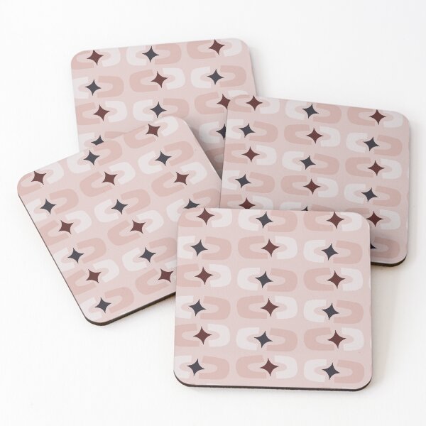 Item preview, Retro Core Geometric Rectangles And Cosmic Sparkle Stars Mod Pattern Pale Pink designed and sold by scorpiolane.