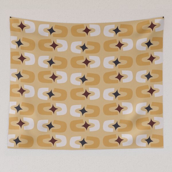 Item preview, Retro Core Geometric Rectangles And Cosmic Sparkle Stars Mod Pattern Honey Yellow designed and sold by scorpiolane.