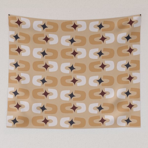 Item preview, Retro Core Geometric Rectangles And Cosmic Sparkle Stars Mod Pattern Peach Yellow designed and sold by scorpiolane.