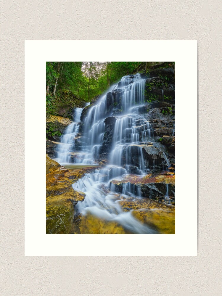 Thumbnail 2 of 3, Art Print, Sylvia Falls, Blue Mountains, New South Wales, Australia designed and sold by Michael Boniwell.