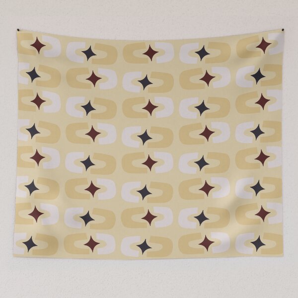 Item preview, Retro Core Geometric Rectangles And Cosmic Sparkle Stars Mod Pattern Yellow designed and sold by scorpiolane.
