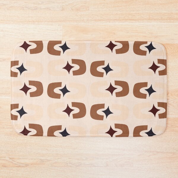 Item preview, Retro Core Geometric Rectangles And Cosmic Sparkle Stars Mod Pattern Cream & Brown designed and sold by scorpiolane.