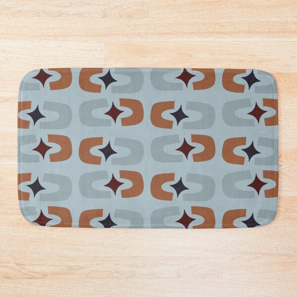 Item preview, Retro Core Geometric Rectangles And Cosmic Sparkle Stars Mod Pattern Deep Blue & Brown designed and sold by scorpiolane.