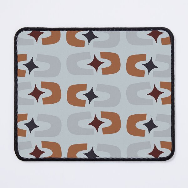 Item preview, Retro Core Geometric Rectangles And Cosmic Sparkle Stars Mod Pattern Gray Blue & Brown designed and sold by scorpiolane.