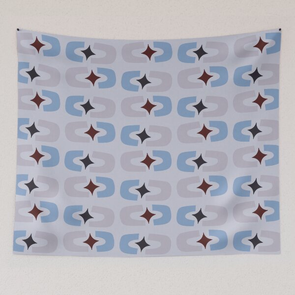 Item preview, Retro Core Geometric Rectangles And Cosmic Sparkle Stars Mod Pattern Light & Dark Blue designed and sold by scorpiolane.