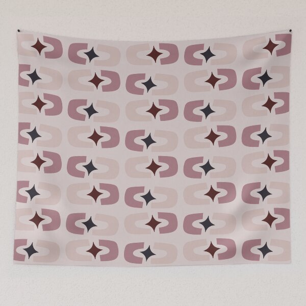 Item preview, Retro Core Geometric Rectangles And Cosmic Sparkle Stars Mod Pattern Light & Dark Muted Pink designed and sold by scorpiolane.