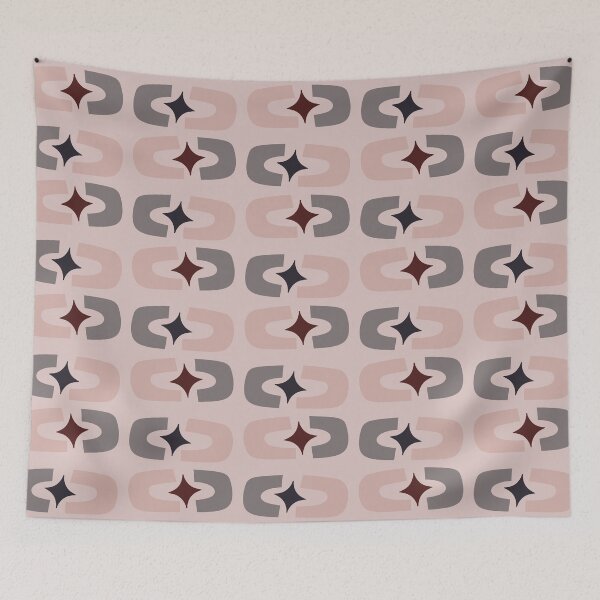 Item preview, Retro Core Geometric Rectangles And Cosmic Sparkle Stars Mod Pattern Pink & Gray designed and sold by scorpiolane.