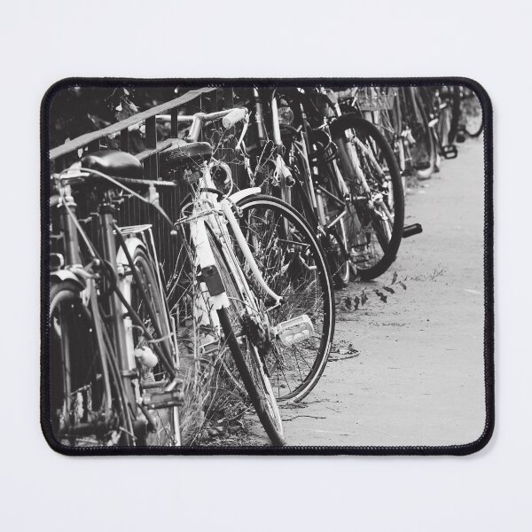 Item preview, Old Bikes Street Vintage Black and White Photography designed and sold by CarolinaReina.