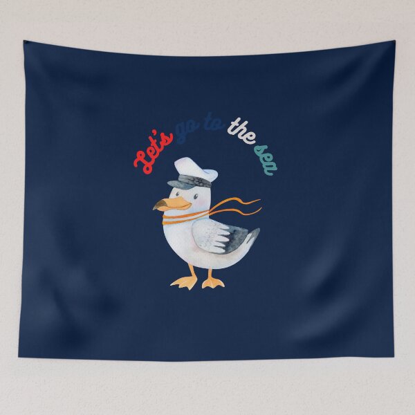 Item preview, Nautical Seagull Captain Let's go to the beach designed and sold by fluffyfluky.