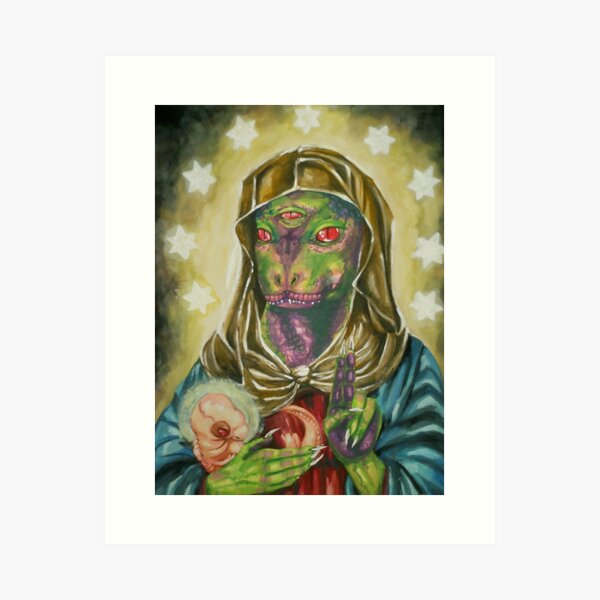 Blessed Reptilian Virgin and Child Art Print