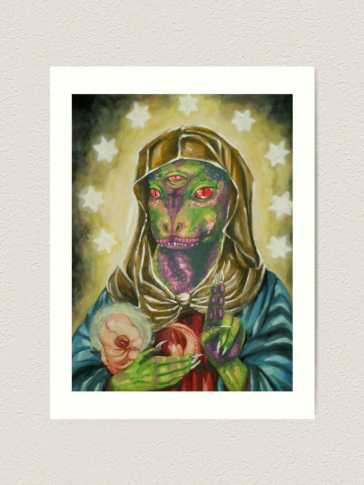 Alternate view of Blessed Reptilian Virgin and Child Art Print