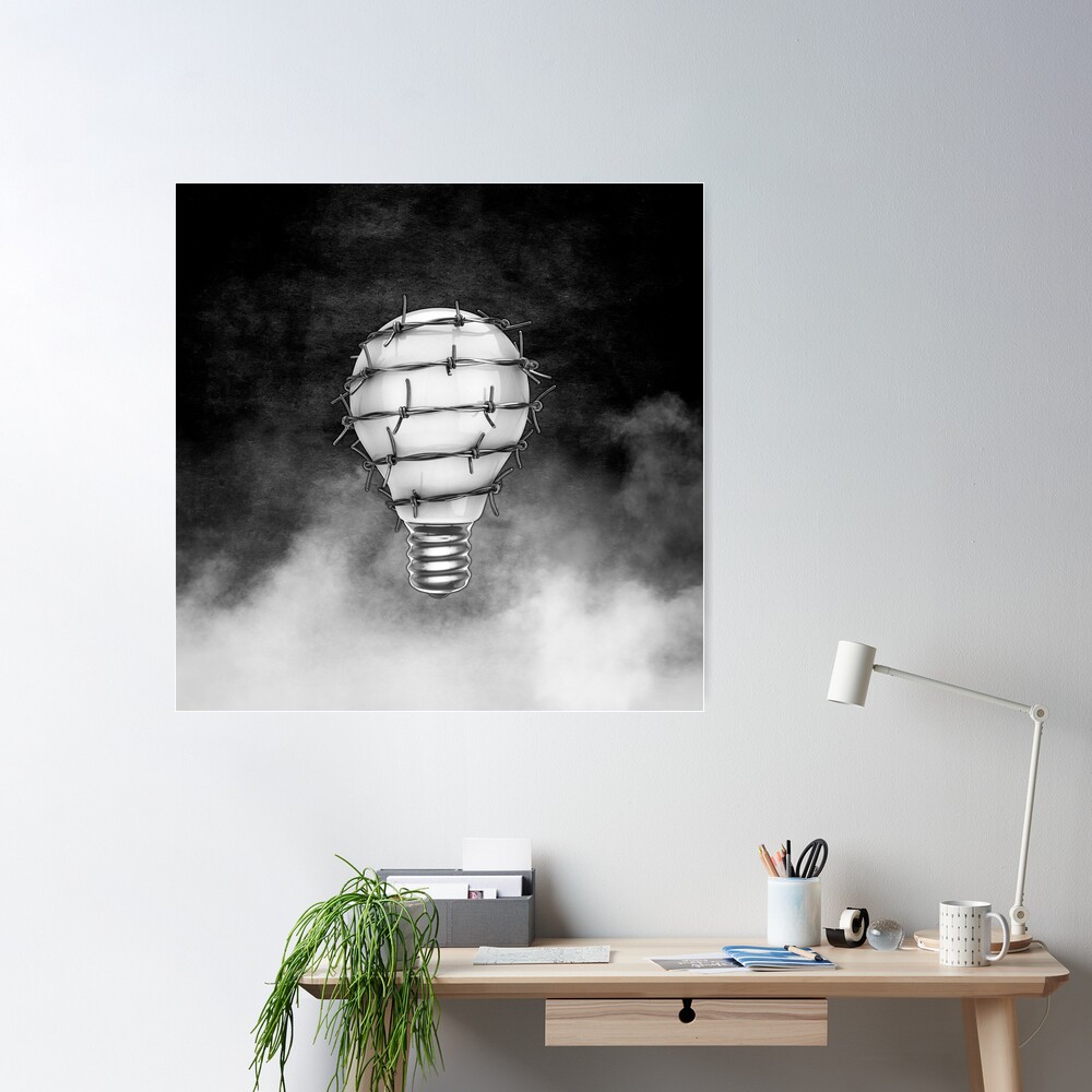 Brainstorming Lightbulb on Blackboard With Concept Sticky Notes Photo  Photograph Cool Wall Decor Art Print Poster 18x12 - Poster Foundry