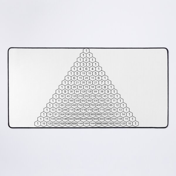 Pascal's Triangle is a triangular array of the binomial coefficients. #PascalsTriangle #triangular #array #binomial #coefficients #Pascal #Triangle #triangulararray #binomialcoefficients Desk Mat