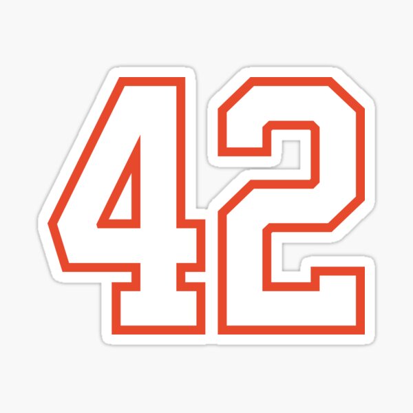 Sports Number 42 White Orange Color Lucky Sport Forty Two Sticker