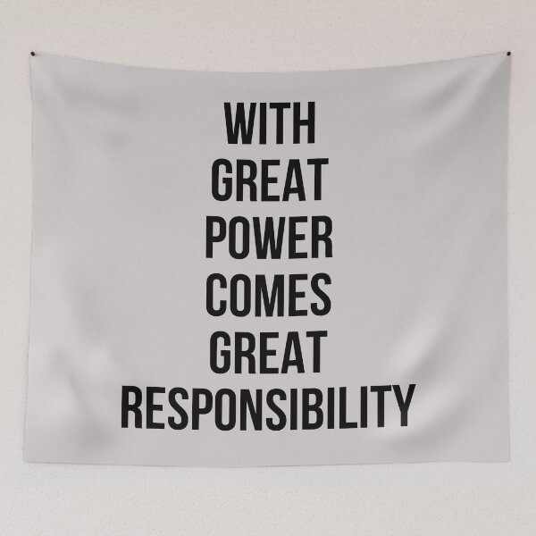 Item preview, With Great Power Comes Great Responsibility. Text only design. Black text designed and sold by JellyBeenzz.