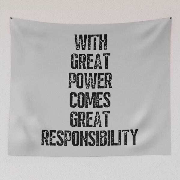 Item preview, With Great Power Comes Great Responsibility. Text only design. Black text. Grunge, Distressed Text designed and sold by JellyBeenzz.