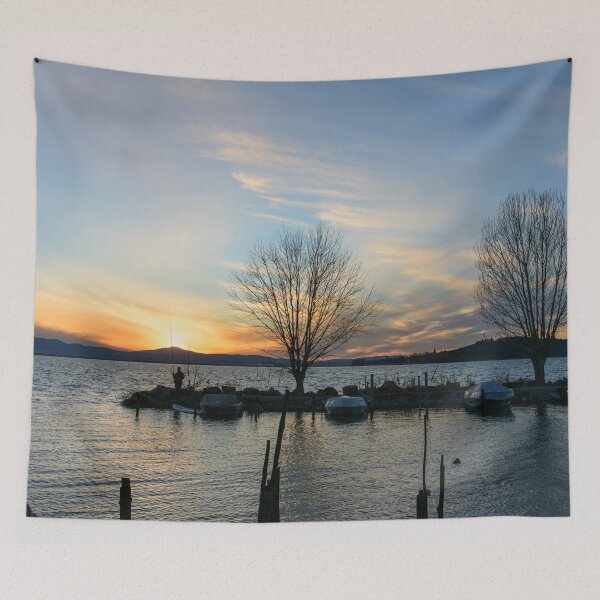 Item preview, Fisherman silhouette, San Feliciano, Lago Trasimeno, Umbria, Italy designed and sold by AndrewJonesFoto.