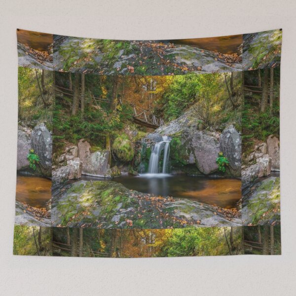 Item preview, cool green landscape with with a waterfall and green trees and mountain  art designed and sold by BEAUTY ⭐⭐⭐⭐⭐.