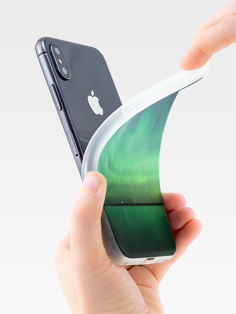 Alternate view of Northern lights over lake iPhone Case & Cover