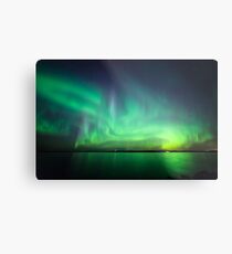 Northern lights over lake Metal Print